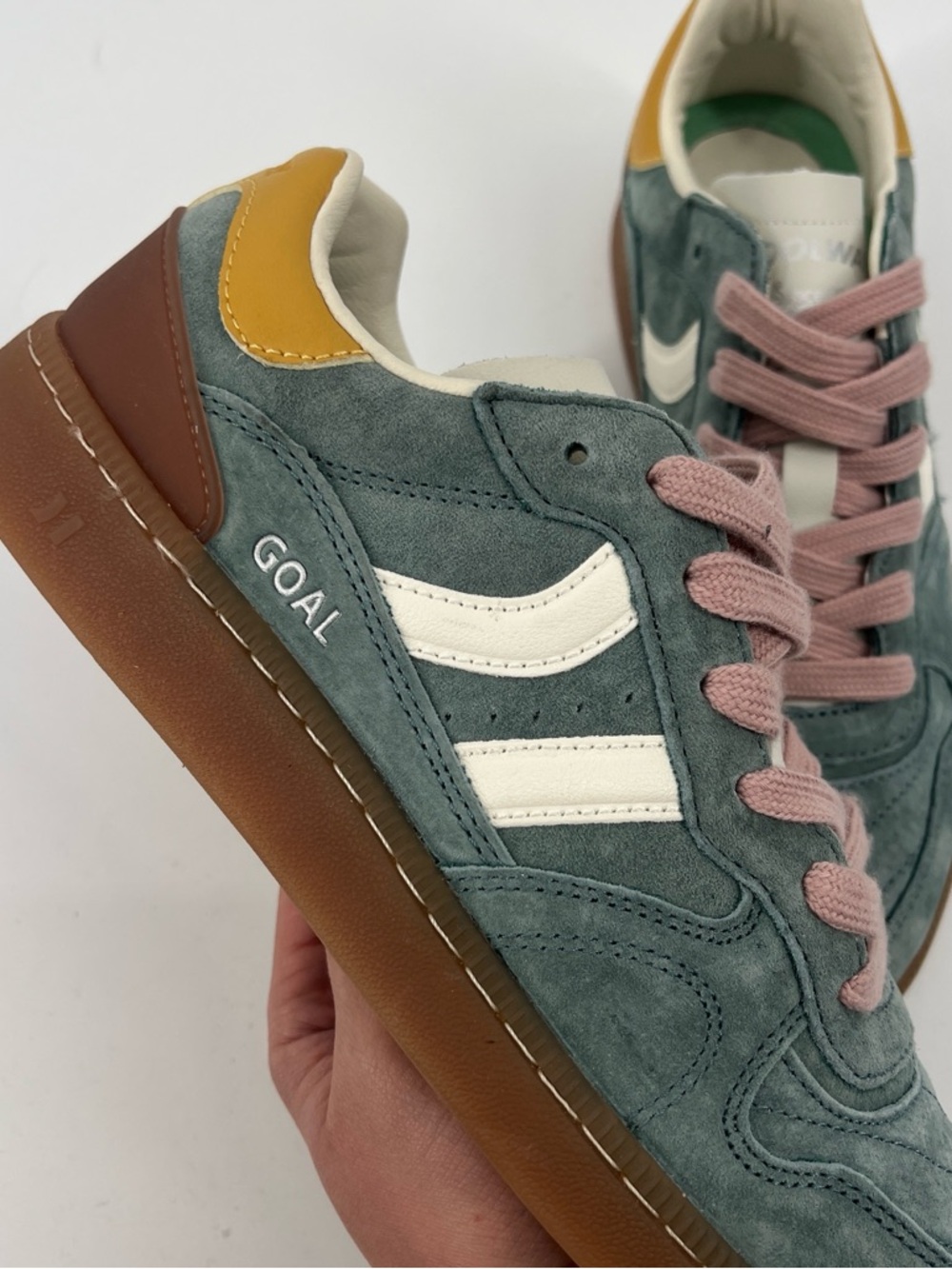 Coolway Goal Teal Suede Pink Lace Up Colorful Trendy Streetwear Low Sneakers 9 - Picture 2 of 8